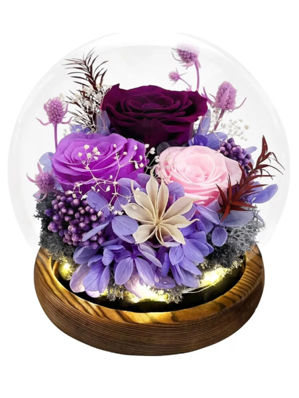 NEW Preserved Rose Gifts Long-Lasting Forever Flowers in Glass Dome LED